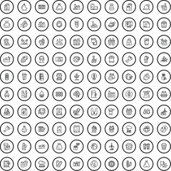 100 eco icons set. Outline illustration of 100 eco icons vector set isolated on white background