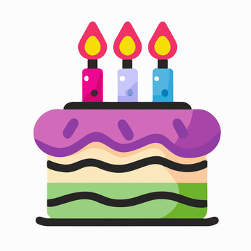 Festive and colorful birthday cake illustration
