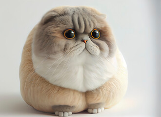 Fototapeta premium Adorable cat posing in studio on white background. AI-Generated
