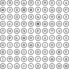 100 education icons set. Outline illustration of 100 education icons vector set isolated on white background