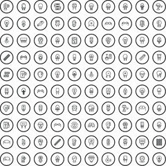 100 electricity icons set. Outline illustration of 100 electricity icons vector set isolated on white background