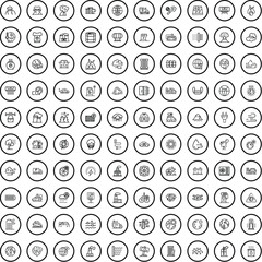 100 emission icons set. Outline illustration of 100 emission icons vector set isolated on white background