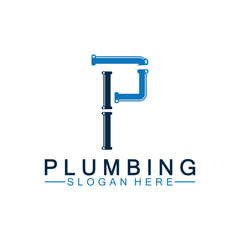 Letter P plumbing logo icon design vector