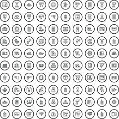 100 engineering icons set. Outline illustration of 100 engineering icons vector set isolated on white background