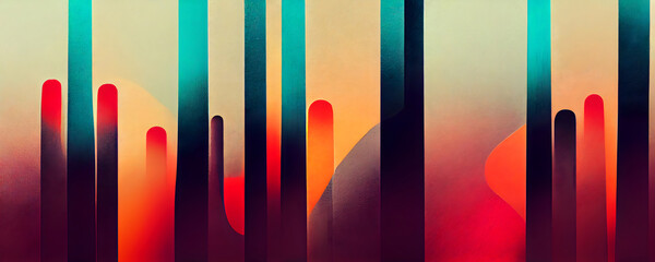 Color Strata: Abstract Geometric Spectrum, vertical color bars that create a gradient strata effect, suggesting depth and dimension - obrazy, fototapety, plakaty
