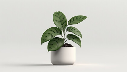 Minimal style of cute small decorative plant on white background. Illustration of a succulent plant potted. 3D realistic illustration. Based on Generative AI