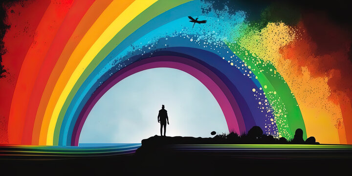 LGBTQ pride colours art illustration flat 2d. AI-Generated