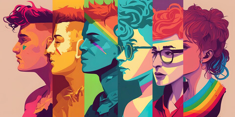 LGBTQ pride colours art illustration flat 2d. AI-Generated