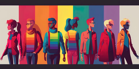 LGBTQ pride colours art illustration flat 2d. AI-Generated