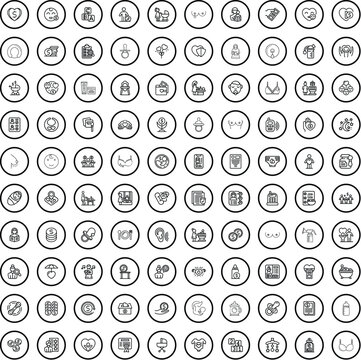 100 family icons set. Outline illustration of 100 family icons vector set isolated on white background