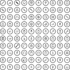 100 fashion icons set. Outline illustration of 100 fashion icons vector set isolated on white background