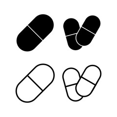 Pills icon vector illustration. capsule icon. Drug sign and symbol