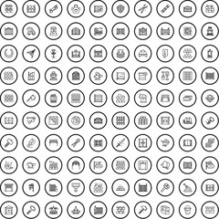 100 fence icons set. Outline illustration of 100 fence icons vector set isolated on white background