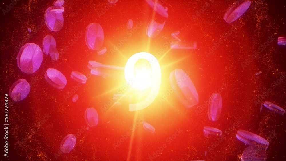 Poster 4k 3d high-tech futuristic colorful animation of digital countdown ten seconds background concept. r