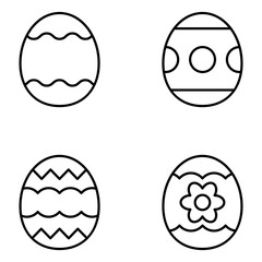 Easter Egg Vector Line Icons