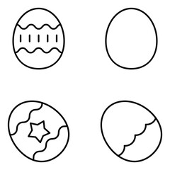 Easter Egg Vector Line Icons