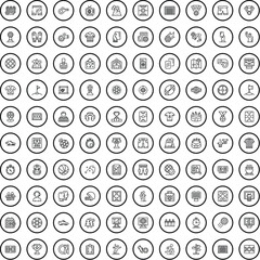 100 football icons set. Outline illustration of 100 football icons vector set isolated on white background