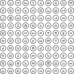 100 furniture icons set. Outline illustration of 100 furniture icons vector set isolated on white background