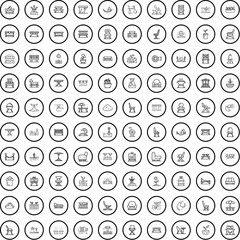 100 garden icons set. Outline illustration of 100 garden icons vector set isolated on white background