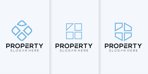 Number 4 collection with house property symbol logo
