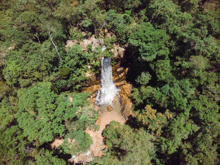 Aerial footage of a big waterfall in Brazil - view of a bird