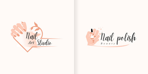 Beauty nail salon logo illustration collection