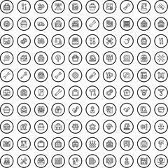 100 gear icons set. Outline illustration of 100 gear icons vector set isolated on white background
