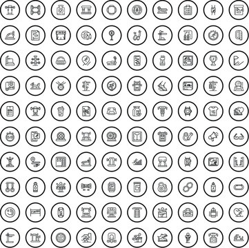 100 gym icons set. Outline illustration of 100 gym icons vector set isolated on white background