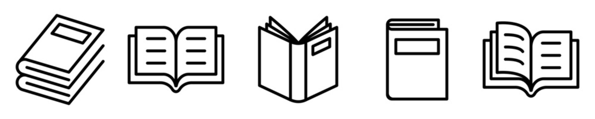 Conjunto de iconos de libros. Concepto de lectura, investigación, estudios. Ilustración vectorial © Frank