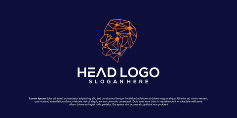 Head Tech logo, Head geometry logo concept vector, Robotic Technology Logo template design vector illustration