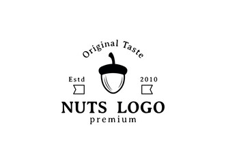 Acorn Oak Nut Drawing Logo Vector Illustration Icon Template