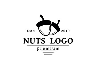 Acorn Oak Nut Drawing Logo Vector Illustration Icon Template
