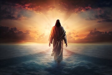 Wallpaper Illustration and background of Jesus Christ. Concept of religious, prayer, religion, faith. Generative AI