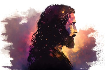 Wallpaper Illustration and background of Jesus Christ. Concept of religious, prayer, religion, faith. Generative AI