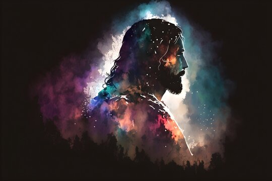 Wallpaper Illustration and background of Jesus Christ. Concept of religious, prayer, religion, faith. Generative AI