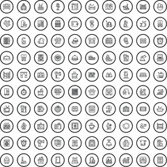 100 hotel icons set. Outline illustration of 100 hotel icons vector set isolated on white background - obrazy, fototapety, plakaty