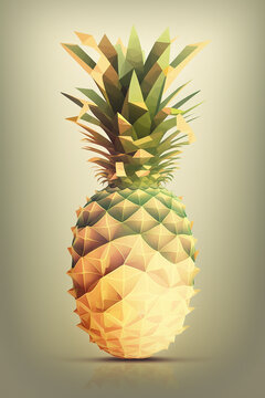 Picture of pineapple on the green pastel background, colorblocks technique. Generative AI