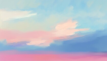 Pink and blue blurred sky, minimalist painting background. Soft mist. Generative AI.