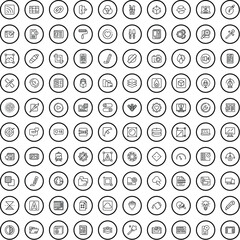 100 interface icons set. Outline illustration of 100 interface icons vector set isolated on white background