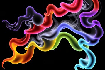 Colored smoke, abstract artwork that resembles an undulating and mysterious cloud of smoke in vibrant and intense colors