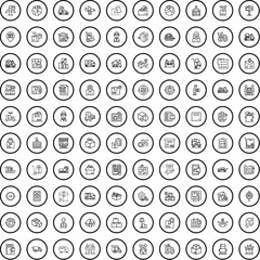 100 logistics icons set. Outline illustration of 100 logistics icons vector set isolated on white background