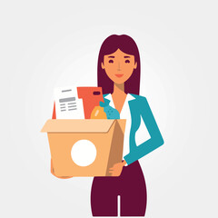 vector illustration, woman holding order box