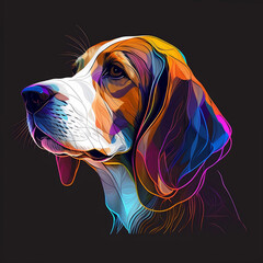 Dog Beagle with bright colours