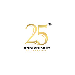 25th Anniversary logotype golden design, twenty five years Celebrating Anniversary.