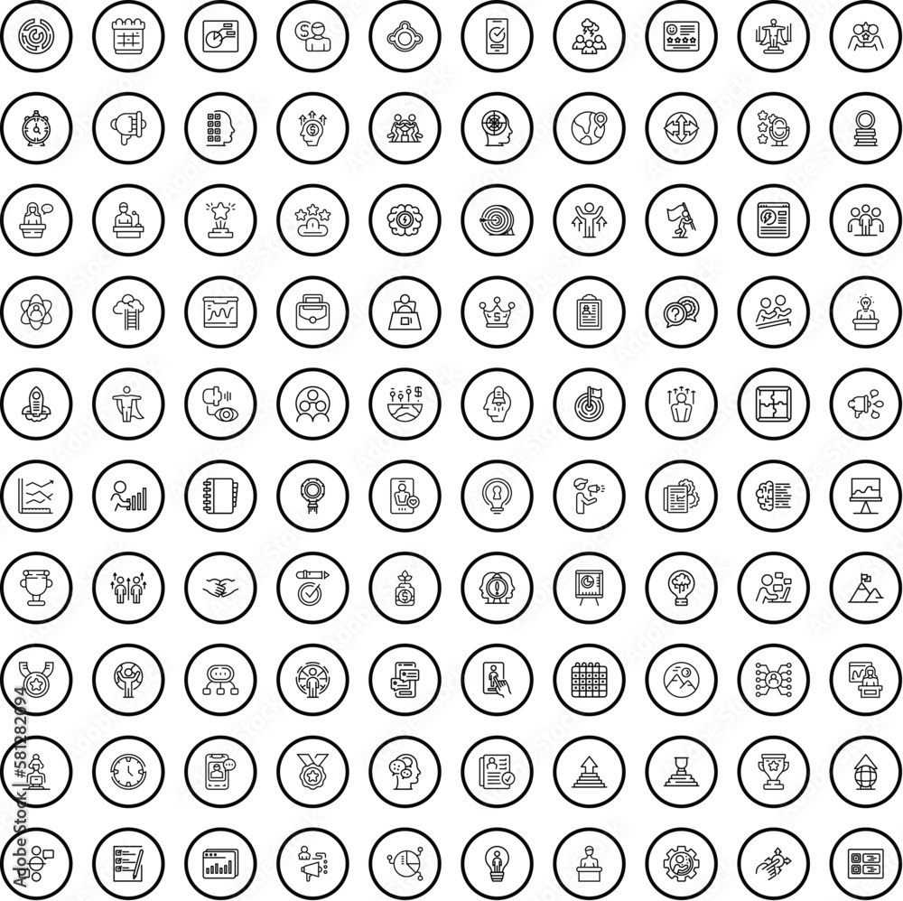 Wall mural 100 meeting icons set. outline illustration of 100 meeting icons vector set isolated on white backgr