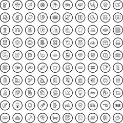 100 medicine icons set. Outline illustration of 100 medicine icons vector set isolated on white background