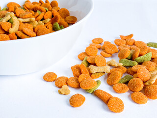Dog food ready to eat on the white  background