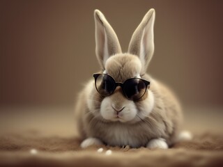 Bunny rabbit wearing sunglasses, Generative AI