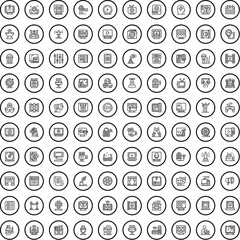100 movie icons set. Outline illustration of 100 movie icons vector set isolated on white background