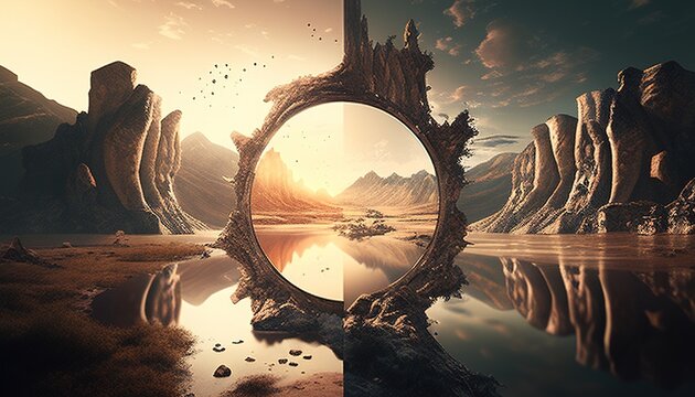time paradox apocalypse digital art illustration, Generative AI